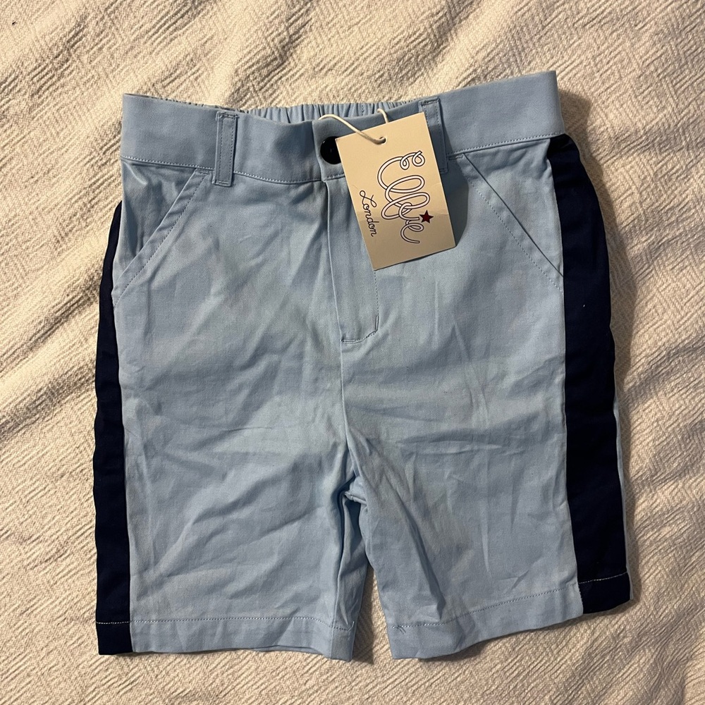 Ellie Blue Flat Front Shorts Lightweight Athletic Style